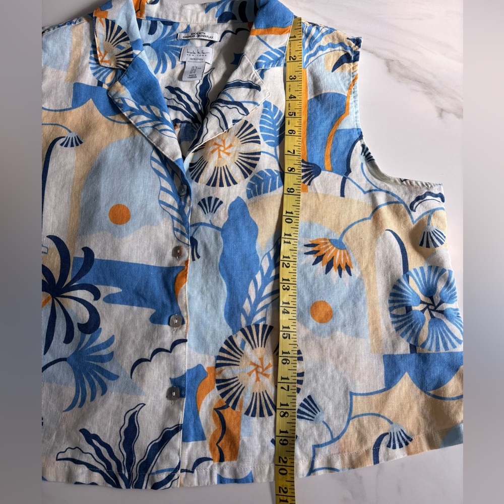 2 piece bundle Tropical Print Linen blouse Sz XL - Picture 9 of 10